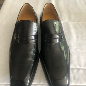 Marelli Black Leather Men's Loafers Made by hand in Italy 43.5